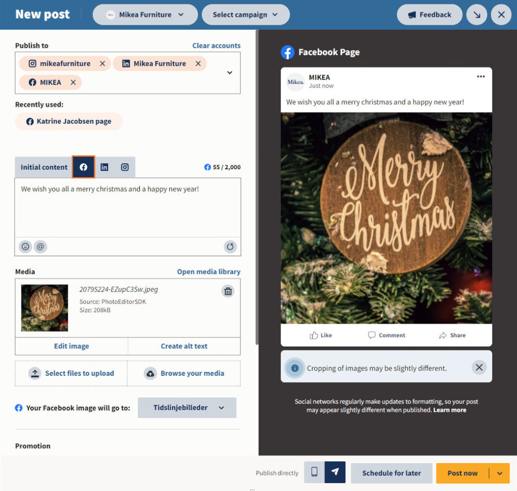 Publicer indhold SoMe