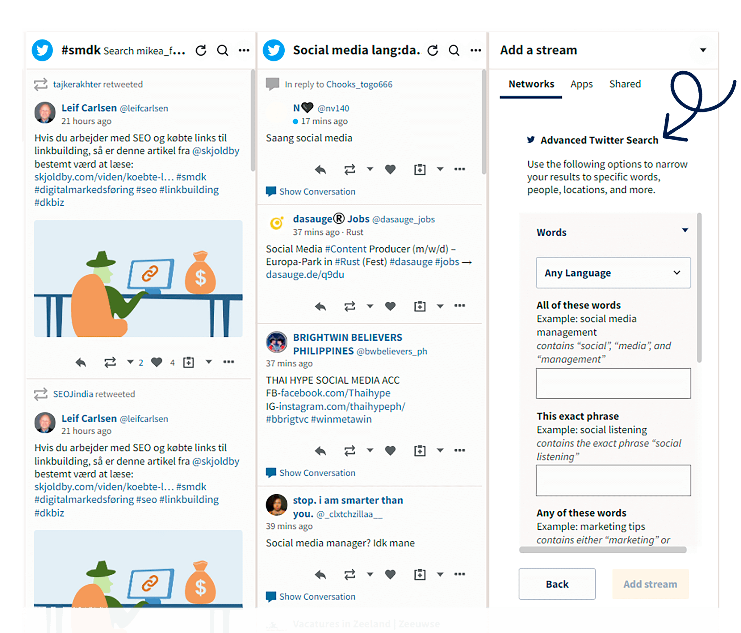 twitter streams advanced search